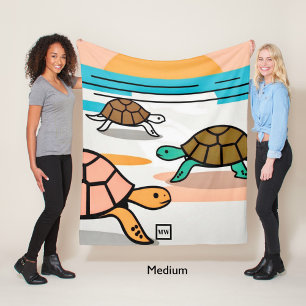 Minimalistische Vektorschildkröten auf Strandmonog Fleecedecke