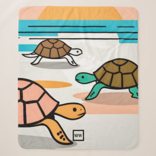 Minimalistische Vektorschildkröten auf Strandmonog Sherpadecke