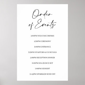 Minimalistische Veranstaltungsreihenfolge Hochzeit Poster