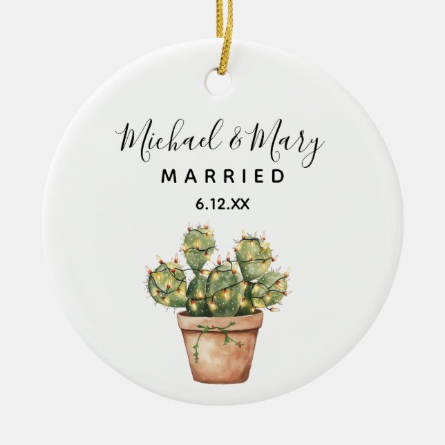 Minimalistische Verheiratete Hochzeitsgeschenke Keramik Ornament (Vorne)