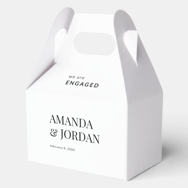 Minimalistische Verlobung Black & White Luxe Geschenkschachtel (Vorderseite)