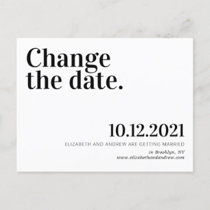 Minimalistische Verschiebung des Hochzeitstermins Ankündigungspostkarte