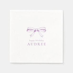 Minimalistische Vintage Bow Lila Geburtstagspartei Serviette