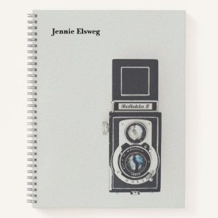 Minimalistische Vintage-Kamera-Foto-Personalisieru Notizbuch