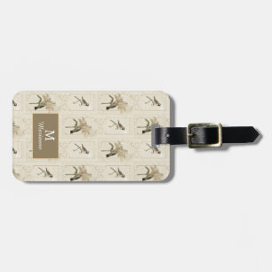 Minimalistische Vintage-Lilie Vogel Elegant Antik Gepäckanhänger