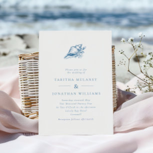 Minimalistische Vintage Seashell-Küstenhochzeit Einladung