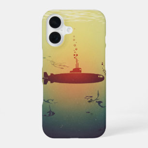 Minimalistische Vintage-Silhouette eines U-Boots iPhone 16 Hülle
