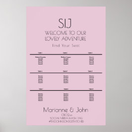 Minimalistische Violett-Rosa-Hochzeitssymbole Poster