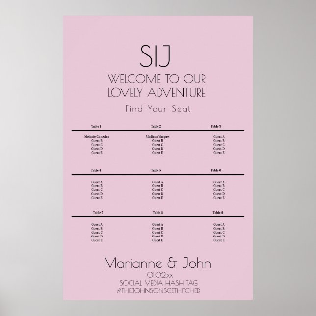 Minimalistische Violett-Rosa-Hochzeitssymbole Poster (Vorne)
