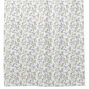 Minimalistische violette Blumen Duschvorhang