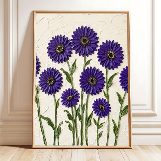 Minimalistische Violette Gerbera-Daisy-Wandkunst L Poster