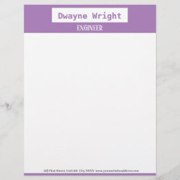 Minimalistische violette lila und weiße Farbe Briefbogen