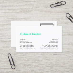 Minimalistische Visitenkarte für Berater – Türkis 