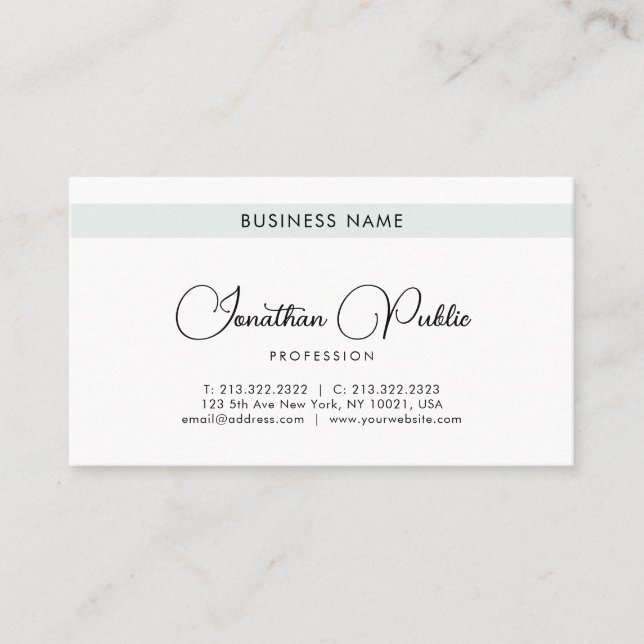 Minimalistische Visitenkarten Kalligraphischer Nam Visitenkarte (Vorderseite)