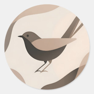 Minimalistische Vogel Neutrale Töne Abstrakte Natu Runder Aufkleber