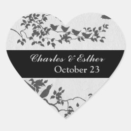 Minimalistische Vögel Save the Date Herzsticker Herz-Aufkleber