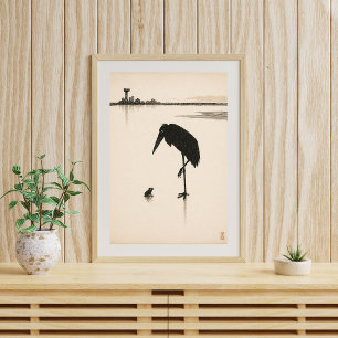 Minimalistische Vogelillustration   Krähensilhouet Poster