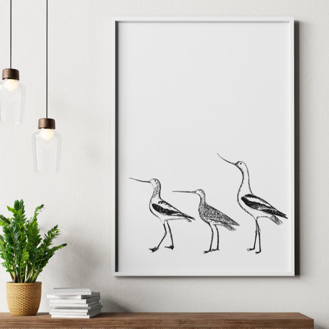 Minimalistische Vogelkunst in Schwarz und Weiß Zei Poster (Von Creator hochgeladen)