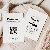 Minimalistische Vorder- und Rückseite Boda Hochzei