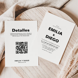 Minimalistische Vorder- und Rückseite Boda Hochzei Einladung