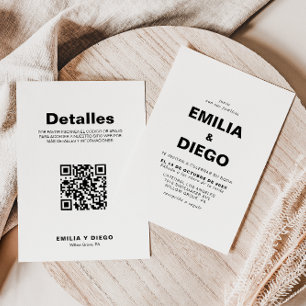 Minimalistische Vorder- und Rückseite Boda Hochzei Einladung