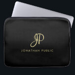 Minimalistische Vorlage für die beste Goldkalligra Laptopschutzhülle<br><div class="desc">Erstellen Sie Ihre eigene individuelle,  moderne,  elegante Schwarz-Imitat-Gold-Kalligraphie-Monogram-Vorlage Electronics Bag / Tablet & Laptop-Hüllen / Neopren Laptop-Schlauch 13 Zoll.</div>