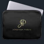 Minimalistische Vorlage für die beste Goldkalligra Laptopschutzhülle<br><div class="desc">Erstellen Sie Ihre eigene individuelle,  moderne,  elegante Schwarz-Imitat-Gold-Kalligraphie-Monogram-Vorlage Electronics Bag / Tablet & Laptop-Hüllen / Neopren Laptop-Schlauch 13 Zoll.</div>