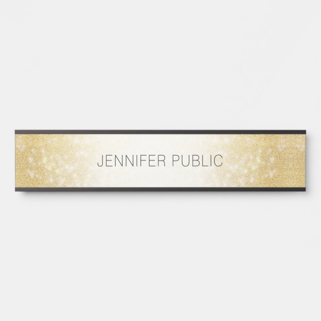 Minimalistische Vorlage Gold Glitzer Modernes Eleg Türschild (Vorderseite )