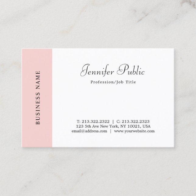 Minimalistische Vorlage mit rosa Schrift Visitenkarte (Vorderseite)
