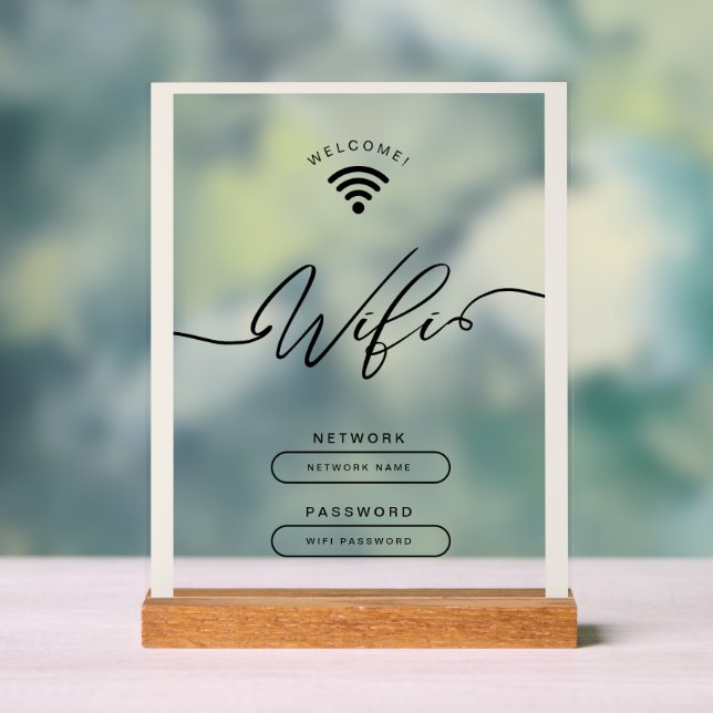 Minimalistische W-LAN-Zone in Weiß und Beige Acrylschild (Neutral)