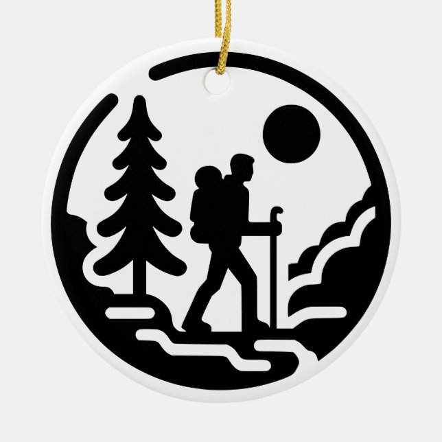 Minimalistische Wanderer-Silhouette - Naturlandsch Keramik Ornament (Vorne)