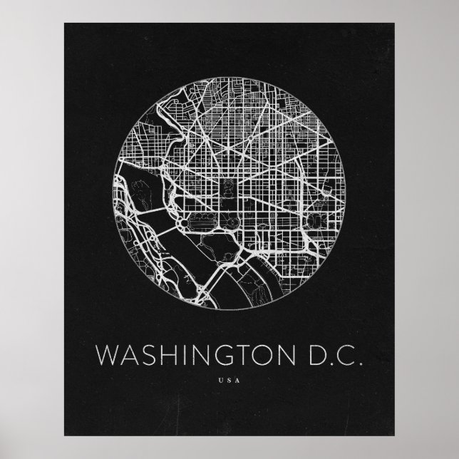 Minimalistische Washington DC City Map Poster (Vorne)