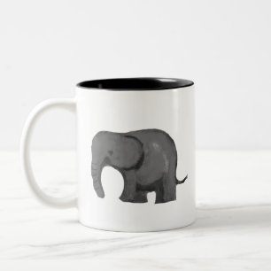 Minimalistische Wasserfarbe-Elefanten-Zweitön-Tass Zweifarbige Tasse
