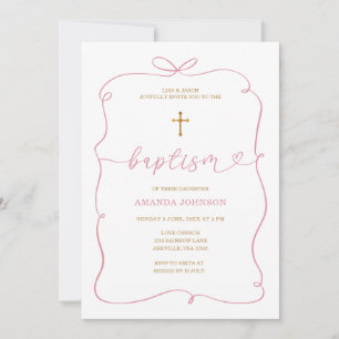 Minimalistische Wasserfarbe Girl Christening Taufe Einladung