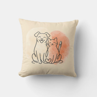Minimalistische Wasserfarbe-Hunde- und Katzen-Pers Kissen