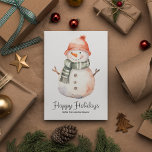 Minimalistische Wasserfarbe Snowman Weihnachtsgrüß Feiertagskarte<br><div class="desc">Unsere charmante und minimalistische Aquarellkarte Weihnachten Snowman Gruß ist der perfekte Weg,  um die Saison mit Freunden und Familie zu feiern! Diese Karte mit einem charmanten Schneemann ermöglicht Ihnen,  Ihre minimalistischen Weihnachtswünsche zu erfüllen.</div>