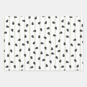 Minimalistische Wassermelonen Samen und Streifen S Geschenkpapier Set