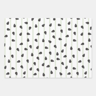 Minimalistische Wassermelonen Samen und Streifen S Geschenkpapier Set