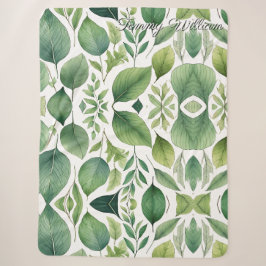 Minimalistische Watercolor Green Blätter Sherpadecke