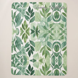 Minimalistische Watercolor Green Blätter Sherpadecke