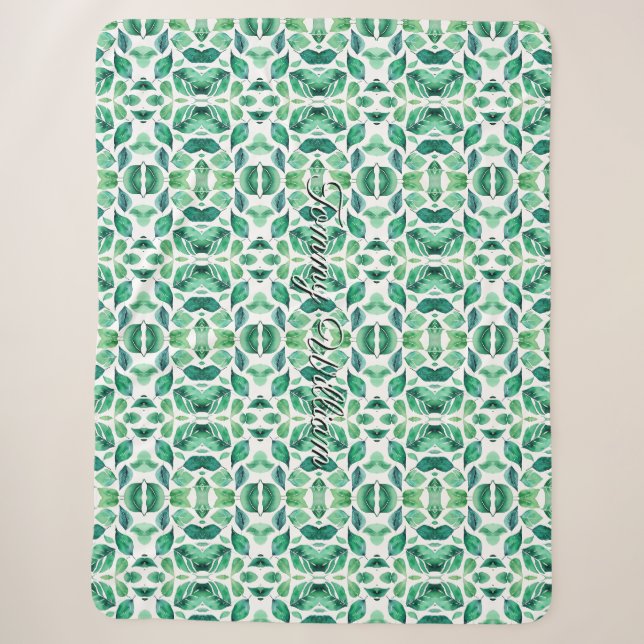 Minimalistische Watercolor Green Blätter Sherpadecke (Vorderseite)
