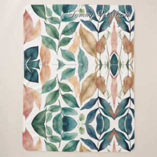 Minimalistische Watercolor Green Blätter Sherpadecke