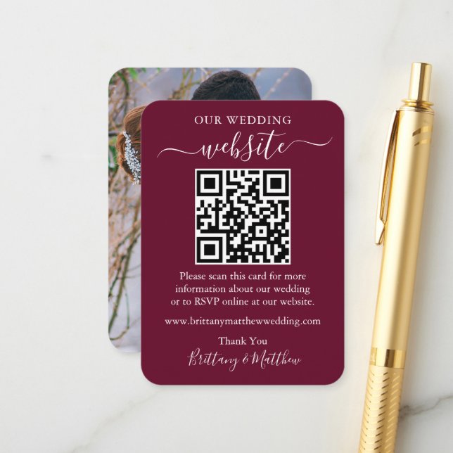 Minimalistische Website-Foto für Hochzeiten QR Bur Begleitkarte (Vorderseite/Rückseite Beispiel)