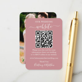 Minimalistische Wedding Website Foto QR Dusty Rose Begleitkarte