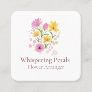 Minimalistische weibliche Blume Rosa Florist Quadratische Visitenkarte