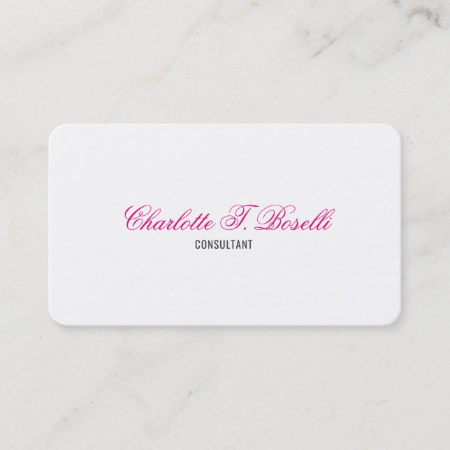 Minimalistische weibliche Elegante Handwrite Beruf Visitenkarte (Vorderseite)
