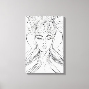 Minimalistische weibliche Porträt-Linienkunst Leinwanddruck