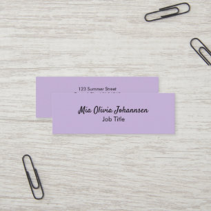 Minimalistische weiche Violett-Mini-Visitenkarte Mini Visitenkarte