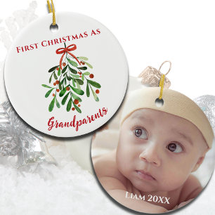 Minimalistische Weihnachten als Großeltern Keramik Ornament