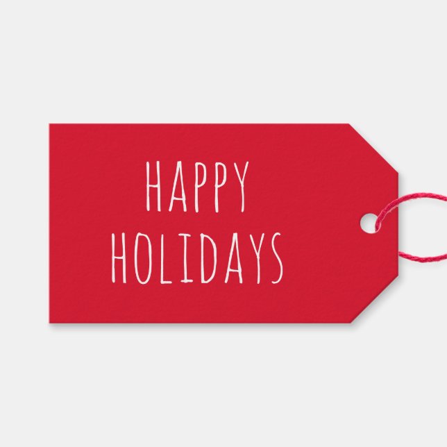 Minimalistische Weihnachten | Classic Red Winter H Geschenkanhänger (Vorderseite (Horizontal))
